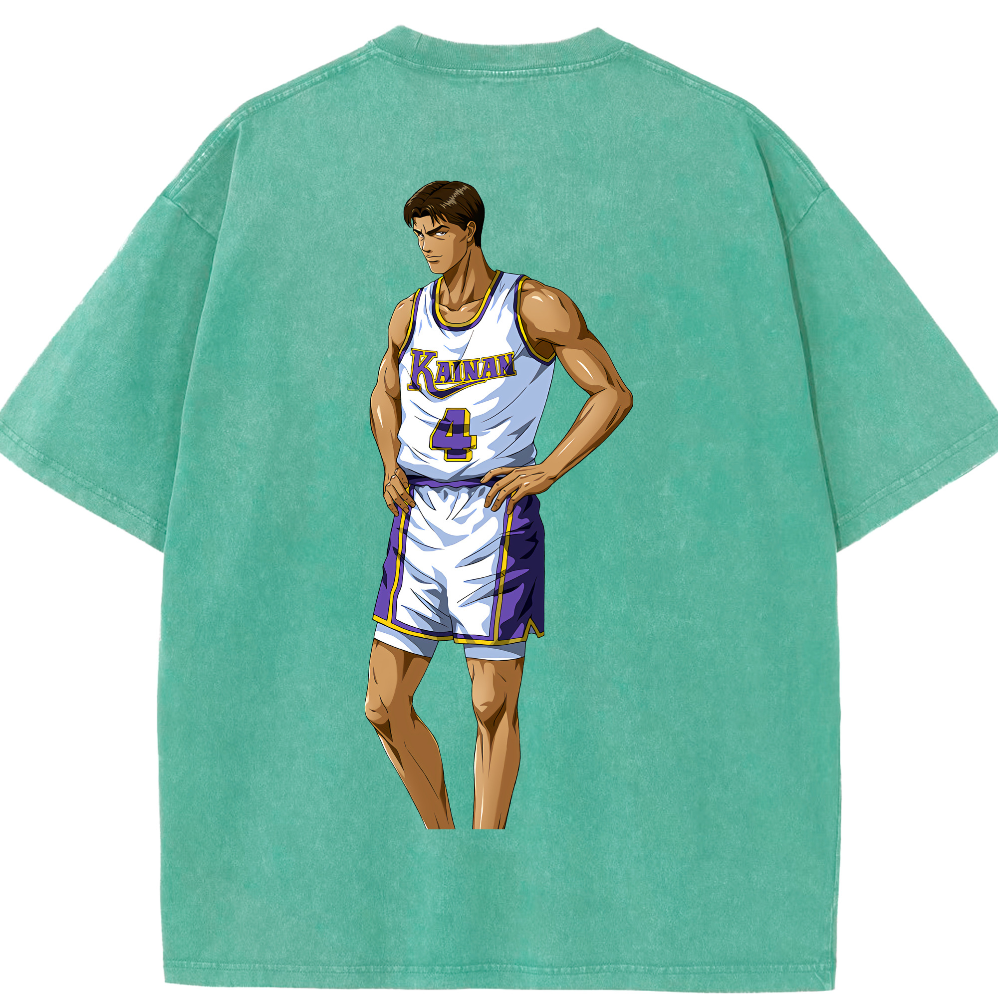 SLAM DUNK／スラムダンク 綿100% ヴィンテージ風 半袖Tシャツ（背面プリント）